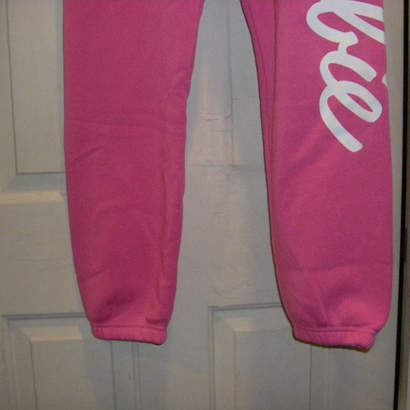 Barbie Sweatpants Joggers Hot Pink w/ White Logo Junior Women's Sizes New - Picture 6 of 16